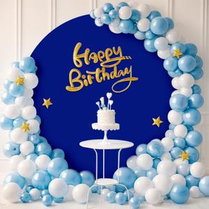 Babenest 7.2FT Royal Blue Round Backdrop Cover, Two-Sided Spandex Circle Balloon Arch Stand Cover for Party Wedding Ceremony Birthday Baby Shower Anniversary Decoration