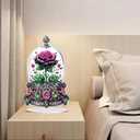 3 x hyzsj DIY Diamond Desktop Ornament Flower Crystal Diamond Art Painting Tabletop Ornaments Single Sided Diamond Ornament for Adult Beginner Home Office Decor Crafts Gift  (ROSE)