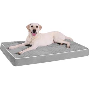 KSIIA Orthopedic Dog Bed for Crate Large Dog Bed XL with Removable Machine Washable Cover Waterproof Crate Pad with Egg Foam and Non-Slip Bottom, 41x27 Inch, Light Gray