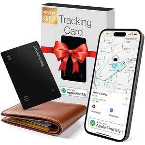 SPOTMINDERS Apple MFi Certified Wallet Tracker Works With Apple Find My Tracking Card for Wallet Card Rechargeable IP68 Waterproof 0.07in Slim iPhone Item Finder for Luggage Tags Purse Gifts for Women (Black (Pack of 1))