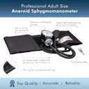 NOVAMEDIC Adult Size Self Taking Black Aneroid Sphygmomanometer, Stethoscope Kit - Professional Blood Pressure Machine with Manual Inflation Cuff w/D-Ring, 8.7-16.5", BP Monitor Kit w/Carrying Case