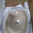 Pufihoby Natural Stone Bathroom Vessel Sinks, Hand-carved Modern Rustic Bathroom Sinks, Canoe Shape Vessel Sink