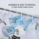 Funny Bear Shower Curtain, Cool Bear Riding Shark on Blue Ocean Shower Curtain, Farmhouse Navy Blue Beach Shower Curtain Set Kids with 12PCS Hooks, 70X70IN Waterproof Polyester Fabric