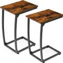 C-Shaped End-Table Set of 2 - Side Table for Couch,Curved Support Legs,TV Tray Table for Living Room Bedroom (Rustic Brown)