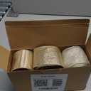 HUIHUANG Champagne Christmas Ribbon Wired Gold Tree Ribbon 6 Rolls Glitter Christmas Wired Edge Ribbons for X-mas Tree, Gift Wrapping, Wreaths, Garland, Home Decor (2.5" Wide, 36 Yards Total)