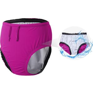 Reusable Swim Diapers for Adults Waterproof Leakproof Incontinence Swimwear Underwear for Men and Women with Special NeedsPink M