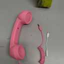 Retro Phone Handset for Cell Phone Wired Vintage Telephone Receiver with 3.5mm Jack, Includes USB-C & Lightning Adapters, Built-in Microphone & Speaker, Fun Desk Accessory (Pink)