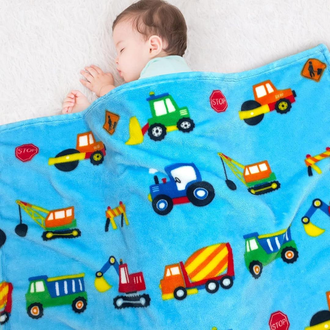 Lukeight Construction Toddler Blanket Gifts for Boys and Girls, Plush and Thick Boys Truck Blanket Birthday Gifts for Toddler and Baby (Construction, 30x40 Inches)
