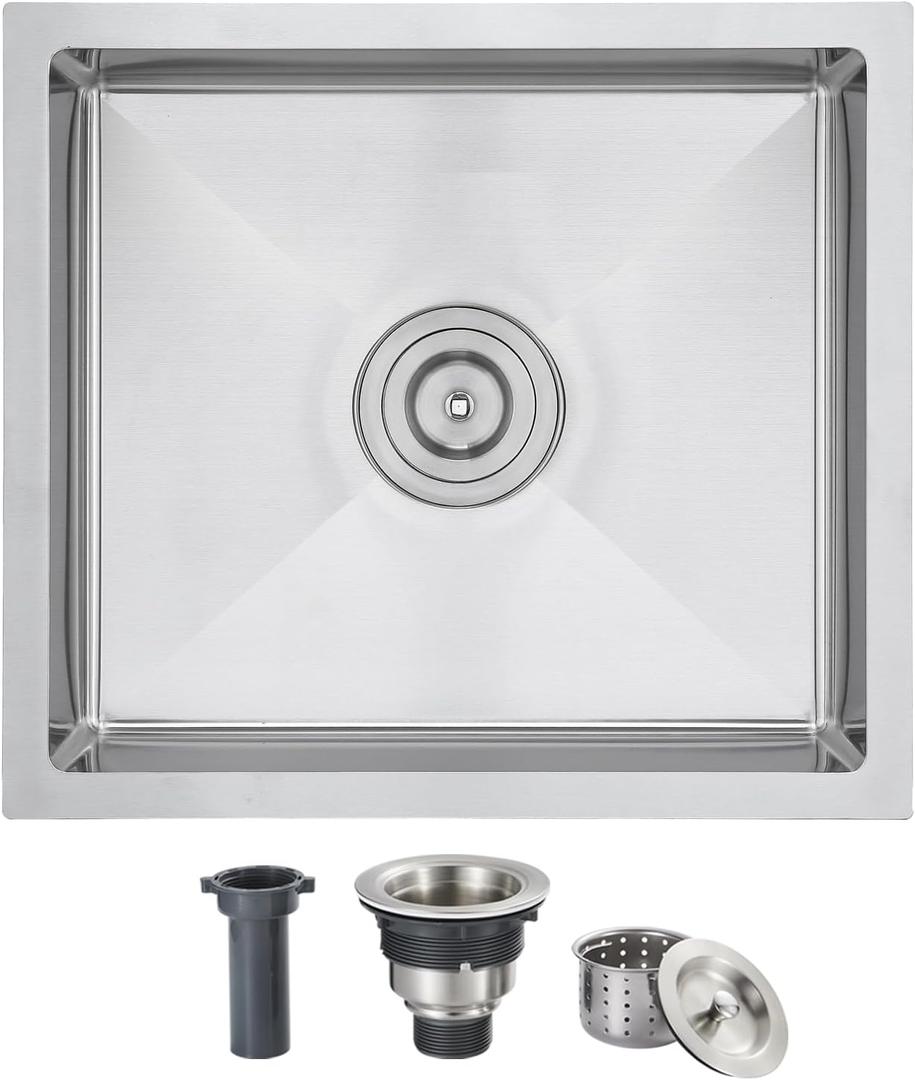 19 x 17 inch Bar Sink Drop-in Tight Radius 18 Gauge Stainless Steel Undermount Handmade Kitchen Sink Single Bowl