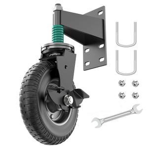 Gate Wheel 6inch with Brake, Heavy Duty Fence Gate Wheels for Metal Tube Gate and Wooden Gate, 360 Degree Rotation Gate Caster Kit with Screws & Wrenches, Supports 550lbs, 1 Pack