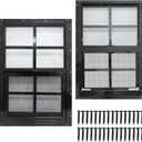 NeatiEase 2 Pack Shed Windows with Black Frame, 12 x 18 Flush Mount Small Window with Tempered Glass and Fiberglass Screen for Shed, Chicken Coop, Playhouse, Household, Garage