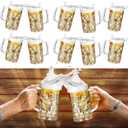 Mifoci 10 Pcs Plastic Beer Mug with Handles 16 oz Acrylic Beer Stein Bulk Oktoberfest Clear Glasses Drinking Cups for Bar Cocktail Juice Alcohol Soda Party, Dishwasher Safe