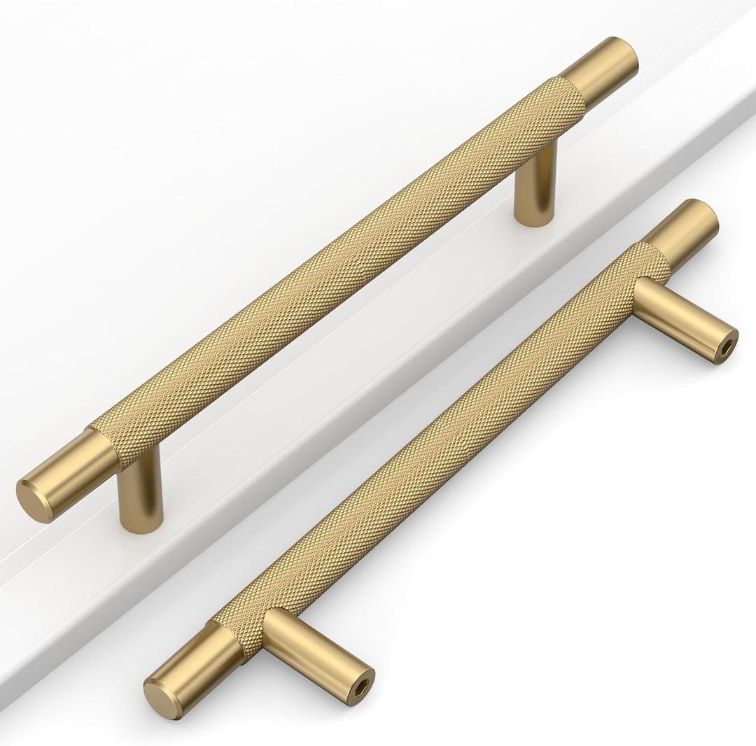 10 Pack 5"(128mm) Champagne Bronze Cabinet Pulls Knurled Kitchen Cabinet Handles Champagne Drawer Pulls Cupboard Hardware for Cabinets CK0088