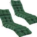 2 Pcs Chaise Lounge Cushions Outdoor,Waterproof & Fade Resistant Patio Lounge Chair Cushions for Outdoor Furniture, Chaise Cushion with Ties for Pool, Lawn and Beach, 75.1x22.8x4.7 Inch, Forest Green