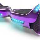 SUNDERWELL Electric Hoverboard with LED Lights and Bluetooth Speaker, Self Balancing Scooter with 6.5" Flashing Wheels, Top Speed of 10MPH, Gifts for Kids (Chrome Purple)