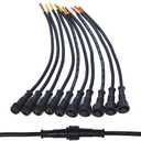 5Pairs 3 Core 3pin Black Pigtail Plastics Waterproof IP65 LED Connector Male Female 40cm/Pair Applicable 0.3mm 15mm Nut for LED Lights