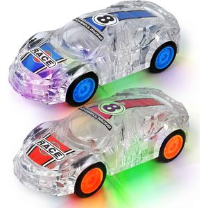 LIDI 2 Pack LED Light up Pull Back Race Cars Toy, Toy Car for Toddlers Boy | Birthday Gifts Easter Basket Stuffers, Christmas Party Gift