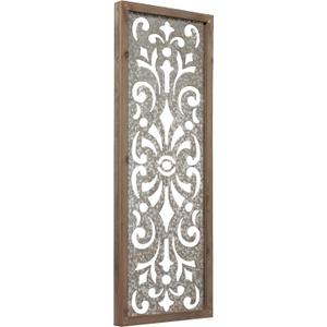 Sintosin Farmhouse Galvanized Wall Decor, 12" x 32", Hanging Window Pane, Wood & Metal Wall Art, Steel Sheet Wall Sculpture, Decorative Wall Panel for Living Room Fireplace