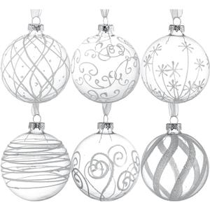Kingrol 3.14 Inch Glass Ball Ornaments, Set of 6, Christmas Tree Decoration Balls, Fillable Ornaments for DIY Craft Projects, Christmas, Wedding, Party, Home Decor