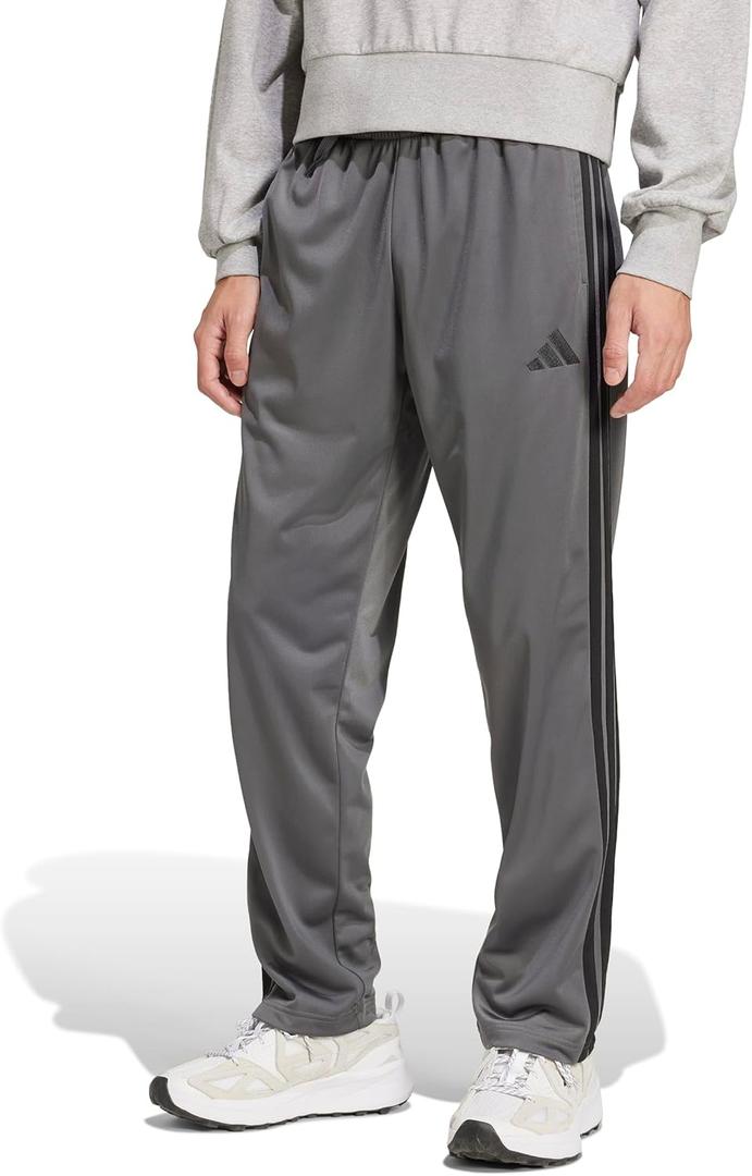 Adidas Men's 3-Stripes Tricot Open Hem Track Pants (Large Tall, Grey)