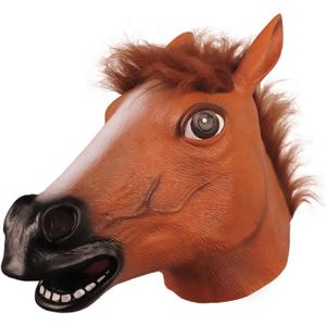 MOLEZU Horse Head Mask for Adult, Brown Horse Head Latex Animal Mask, Novelty Halloween Costume for Masquerade Party.