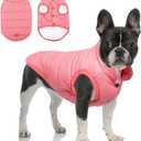 Warm Dog Coat, Windproof Dog Jacket Fleece Pet Winter Coats Solid Color Dogs Clothes Cold Weather Pet Jacket Vest Soft Puppy Apparel for Small Medium Dogs Cat (M, Pink) (Medium(Chest: 19.7'', Back: 12.2''))