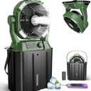 Misting Fan Portable for Outside Patios, Rechargeable Battery Operated Mist fan, Camping Mister Fan With Remote, 4 Spray Outlets, 3 Lights Modes, 4 Timers for Fishing/Golf/Garden/Party/Tent/Beach