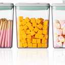 Ankou Pop Airtight Food Storage Containers with Lids- 3 Pcs Stackable One Button Opening Food Containers, Kitchen Pantry Storage Containers for Snacks Candy Salt Herbs Spices BPA-Free (1.2 QT * 3)
