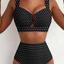 Herseas Women's 2 Piece U Wire Cutout Bikini Sets Floral Print High Waisted Swimsuit 2026 Summer Beach Swim Bathing Suit, M