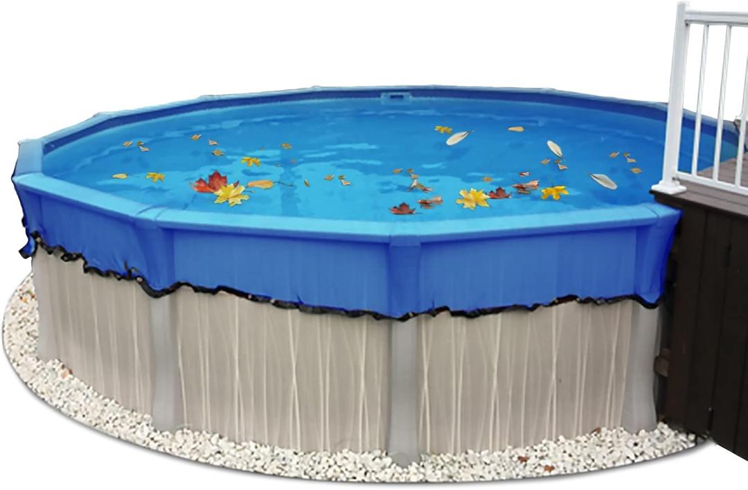 21-Feet Round Leaf Net Cover for Above Ground Pools, Fits 18 Round Pool, Works Well with Solar Covers, Keeps Leaves Out of Your Pool- 21ft Blue