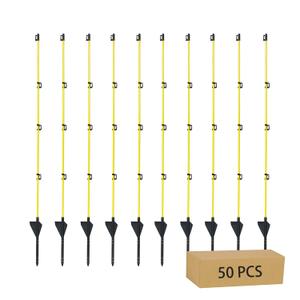 45 inch Electric Fence Posts Step in Fiberglass Insulated Plastic Electric Fence with Post, Electric Fence Stakes for Dogs, 50 Pack