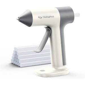 Tilswall Cordless Glue Gun, 4V Fast Preheating Hot Glue Gun with 20pcs Premius Glue Sticks(20x140mm), 2000mAh Type-c Rechargeable, Suitable for DIY Craft, Home Repaire  White