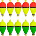 THKFISH Fishing Bobbers Floats,10 Packs Weighted Bobbers, Foam Oval Slip Bobbers for Fishing, Three Colours Crappie Bobbers, for Fishing Bluegill Crappie Panfish Bass Trout, 1in 1.5in 2in