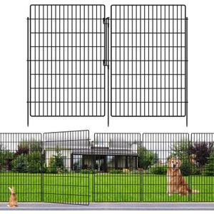10 Panels Garden Fencing Animal Barrier with Lock, 40 in(H) X 24 ft(L) Dog Fence Outdoor for Yard Rustproof No Dig Decorative Tall Garden Fence Metal Wire Panel Border Rabbit Ground Stakes Fencing