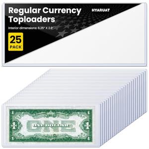 HYARUAT 25 Pack Currency Toploader – Premium Dollar Bill Holders, Durable Protective Sleeves for Bills, Currency Notes & Banknotes