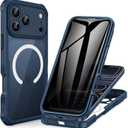 CENHUFO Magnetic Privacy for iPhone 17 Pro Max Case [Compatible with Magsafe] Full Body Phone Case Built-in 9H Tempered Glass Privacy Screen Protector, Camera Protection Shockproof Cover - Blue