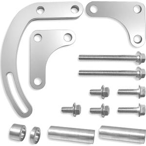 Baiann SBC Power Steering Pump Bracket 350 V-Belt Slotted Adjustable LWP 305 327 383 5.0L 5.7L V8 Compatible With 350 Small Block Chevy Long Water Pump