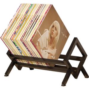 Single layer Vinyl Record Storage Shelf - LP Record Holder - 90-110 LP Display Rack - Ideal for Albums, Books, Magazines, Files - Matte Black