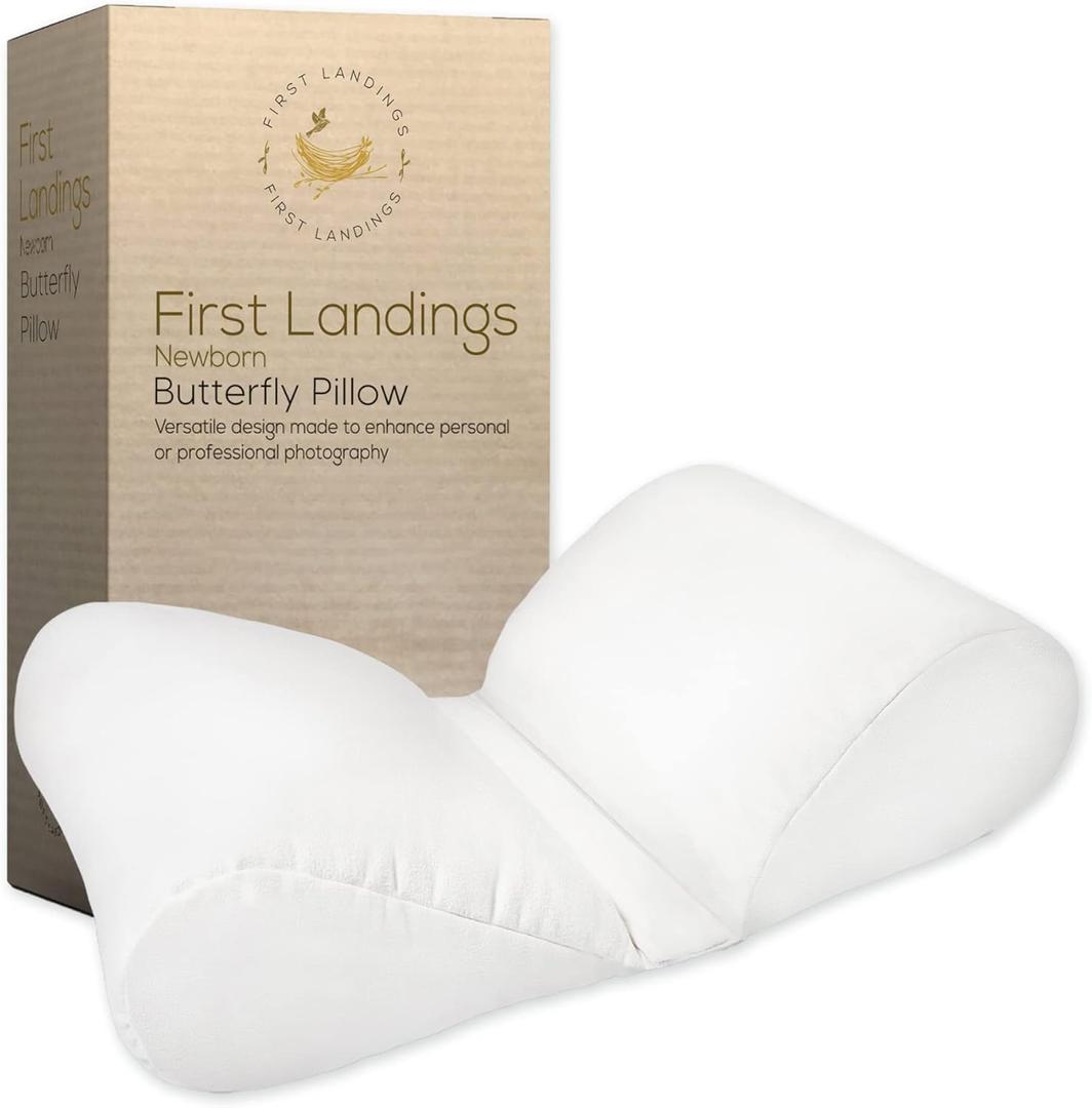 First Landings Newborn Photography Posing Pillows - Baby Announcement Ideas - Gender Neutral Photo Props for Infants - Butterfly Pillow