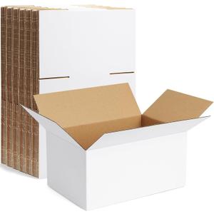 Famagic 10 Pack 10x7x5 Inch Small Shipping Boxes White Corrugated Cardboard Boxes Mailer for Small Business, Mailing Boxes for Packaging Bulk