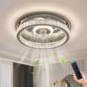 KINDLOV Crystal Ceiling Fans with Lights, Modern Ceiling Fan with Remote Control,Low Profile Ceiling Fan with Dimmable LED Light and 6 Speeds for Bedroom,Kitchen,Living Room
