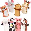 Melissa & Doug Animal Hand Puppets (Set of 2, 4 Animals in Each) - Zoo Friends and Farm Friends