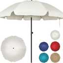 Blissun 6.5ft Patio Umbrella with Push Button Tilt & Height Adjustable, UV50+ Sun Protection with Sturdy Fiberglass Ribs & Iron Pole, Market Umbrella for Outdoor Table Garden Backyard Beach
