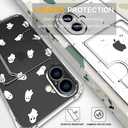 Compatible with iPhone 17 Case Card Holder for Women Cute Design,Wallet Phone Cases Transparent Cool Kawaii Protective (Clear Ghosts Halloween Hallowmas)