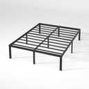 NEW JETO Metal Bed Frame,King Size Bed Frame with Storage Space,Heavy Duty Sturdy Mattress Foundation,Easy Assembly,No Box Spring Needed, Black,14 Inch, King