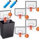 Liliful 4 Pack Indoor Trash Can Basketball Set, Including 4 Clip on Hoop with Backboard, 4 Inflatable Ball and 2 Pump, Fun Indoor Basketball Game Office Stress Relief Toy Funny Birthday Gifts
