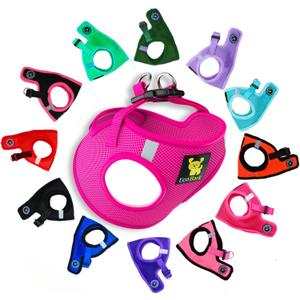 EcoBark Step in Dog Harness - Eco-Bright Teacup Dog Harnesses for XXS, XS, and Small Dogs - Reflective and Adjustable Mini Body Halter Vest -Tiny Soft Mesh Toy Breed Harness (X-Small, Pink) (XS- 5 to 6 lbs- Chest Up to 13 in (Pack of 1))