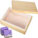Honeydak Large Soap Molds 74 oz Rectangle Silicone Liner for 9 Bar Mold with Wooden Box and Lid Soap Making Molds for DIY Handmade Soap Making Tools Supplies