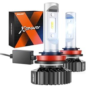 SEALIGHT H11/H8/H9/H16 LED Bulbs, 30,000LM 600% Super Brighter H11 Halogen Replacement Bulbs, 6000K Xenon White H11 H8 H9 Headlight Blubs, Plug and Play, Pack of 2