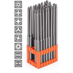 HORUSDY 32-Piece 1/4" Shan Extra Long Security Power Bit Set, 6" Long Tamper Proof Security Bits, S2 Steel